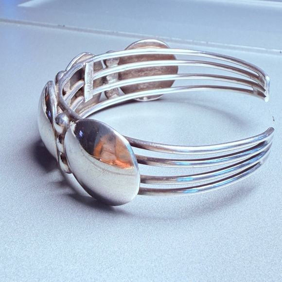 Navajo Modernist Gilbert Gomez Sterling Silver Bracelet, Ring, Earrings Set VTG - Picture 11 of 13